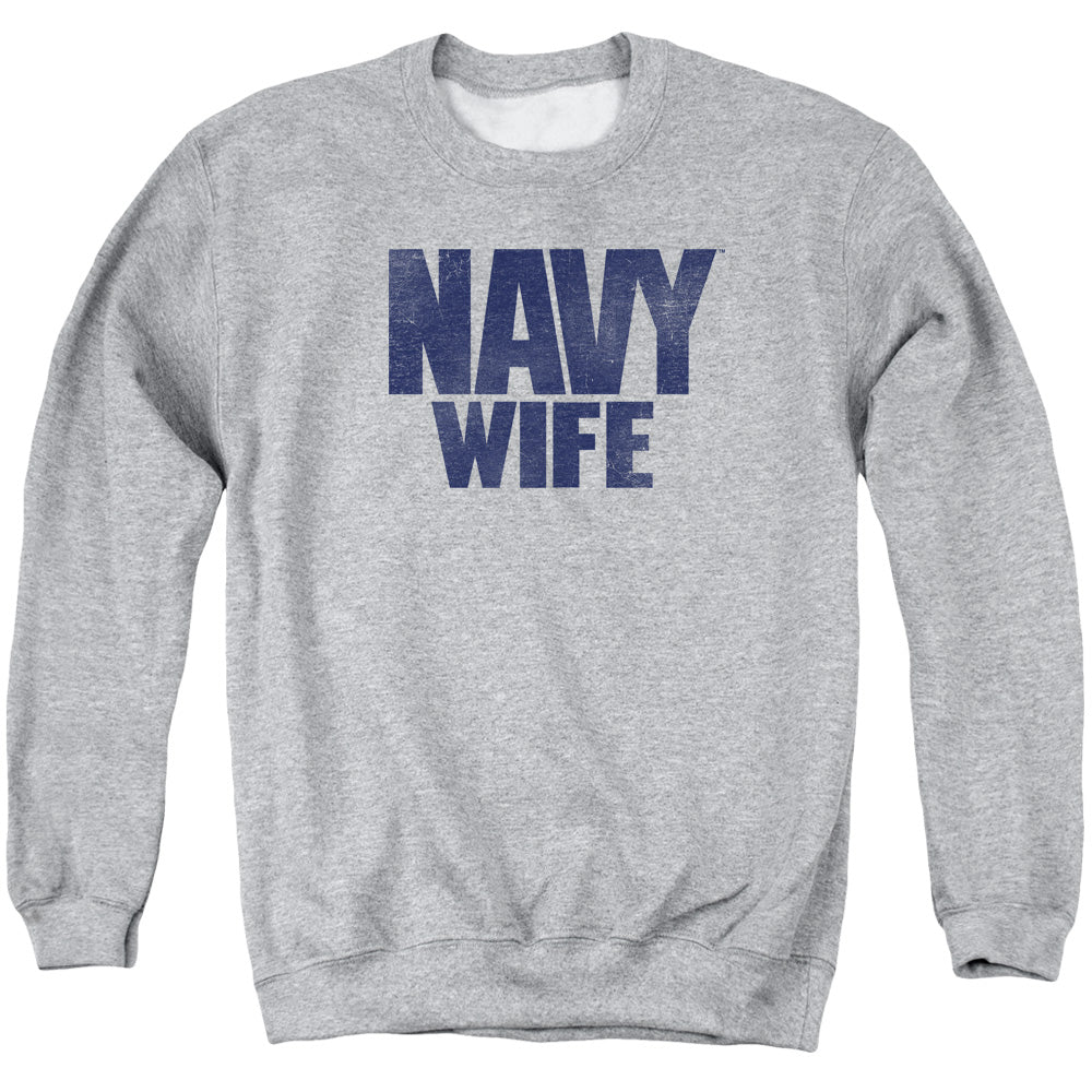 Navy Wife Mens Crewneck Sweatshirt Athletic Heather Officially Licensed