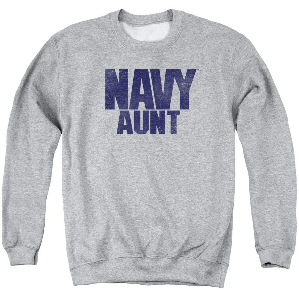 Navy Aunt Mens Crewneck Sweatshirt Athletic Heather Officially Licensed