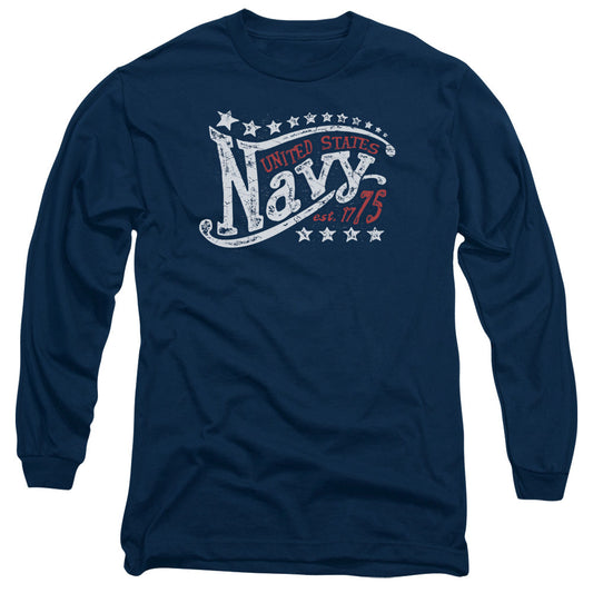 Navy Stars Mens Long Sleeve Shirt Navy Officially Licensed