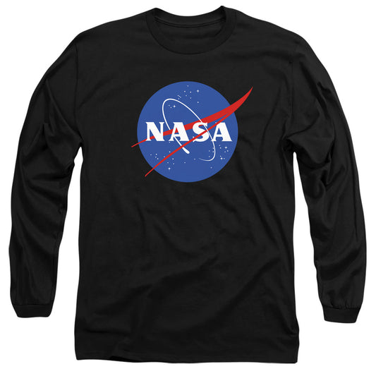 Nasa Meatball Logo Mens Long Sleeve Shirt Black Officially Licensed
