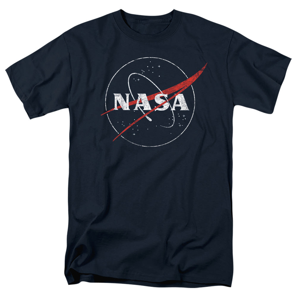 Nasa Distressed Logo Mens T Shirt Navy Officially Licensed