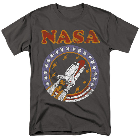 Nasa Retro Shuttle Mens T Shirt Charcoal Officially Licensed