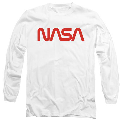 Nasa Worm Logo Mens Long Sleeve Shirt White Officially Licensed