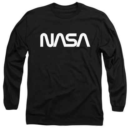 Nasa Worm Logo Mens Long Sleeve Shirt Black Officially Licensed