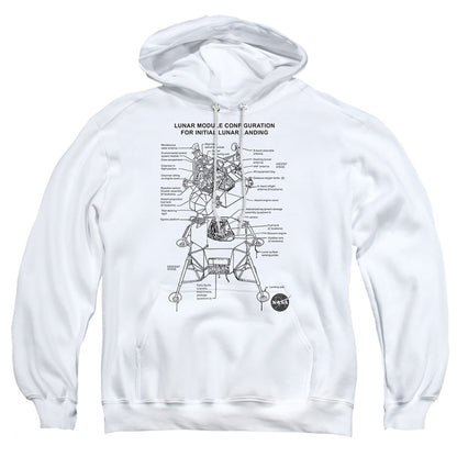 Nasa Lunar Module Diagram Mens Hoodie White Officially Licensed