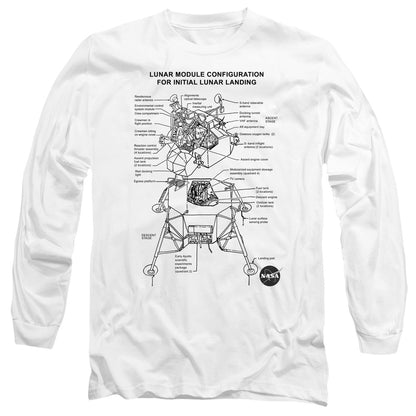 Nasa Lunar Module Diagram Mens Long Sleeve Shirt White Officially Licensed