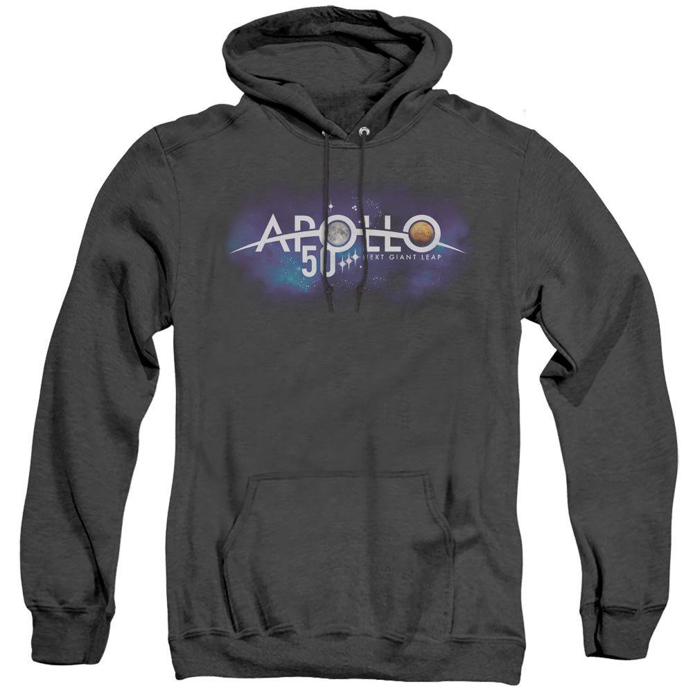 Nasa Next Giant Leap Mens Heather Hoodie Black Officially Licensed