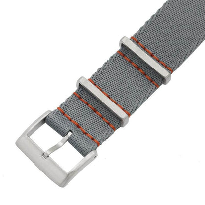 Eco-Friendly  Nylon Military Watch Strap -  Grey - Orange Stitches