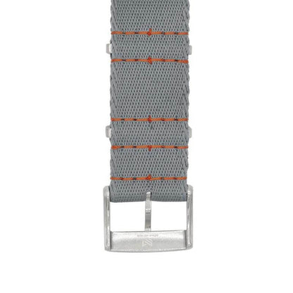 Eco-Friendly  Nylon Military Watch Strap -  Grey - Orange Stitches