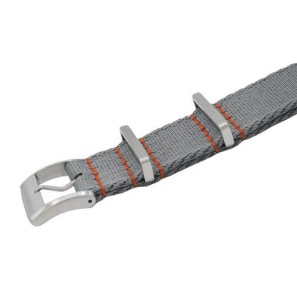 Eco-Friendly  Nylon Military Watch Strap -  Grey - Orange Stitches