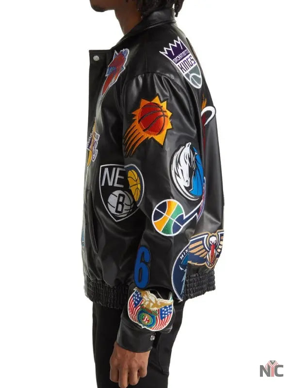 NBA Collage Faux Leather Jacket