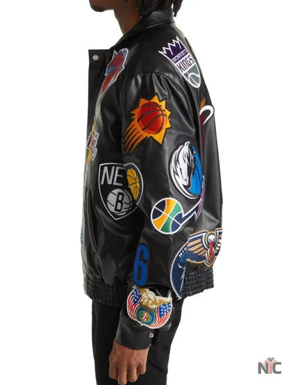 NBA Collage Faux Leather Jacket