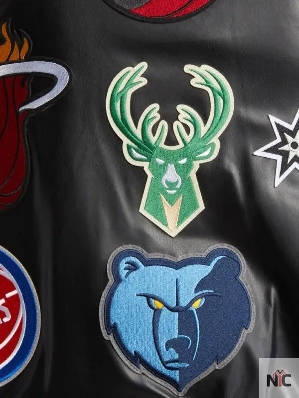 NBA Collage Faux Leather Jacket