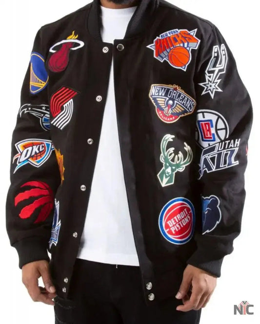 NBA Collage Patch Bomber Jacket