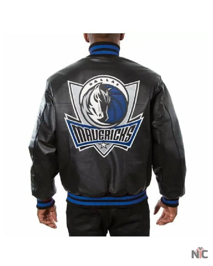 NBA Dallas Mavericks Jeff Hamilton Black Leather Jacket