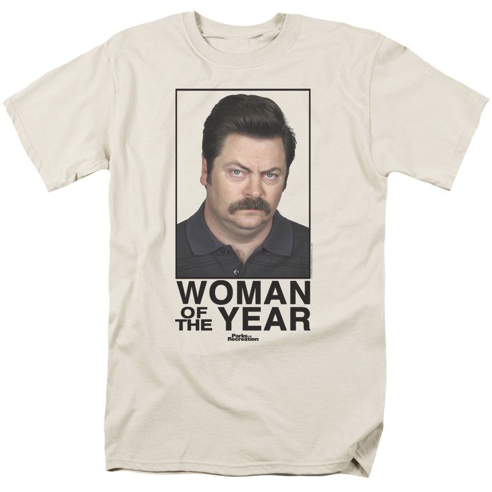 Parks And Rec Woman Of The Year Mens T Shirt Cream Officially Licensed