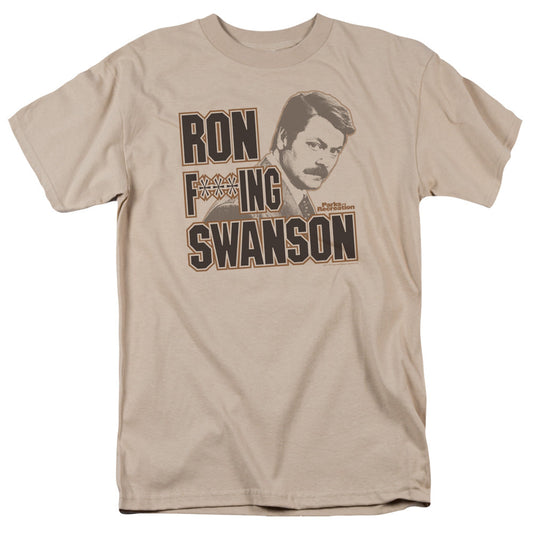 Parks And Rec Ron F***Ing Swanson Mens T Shirt Sand Officially Licensed