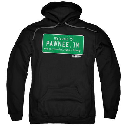 Parks And Rec Pawnee Sign Mens Hoodie Black