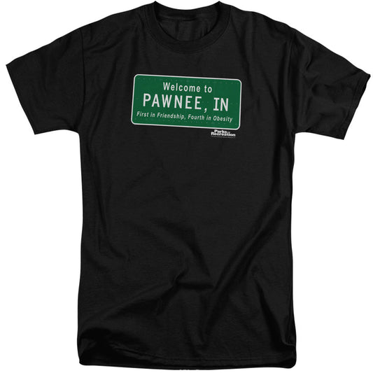 Parks And Rec Pawnee Sign Mens Tall T Shirt Black Officially Licensed
