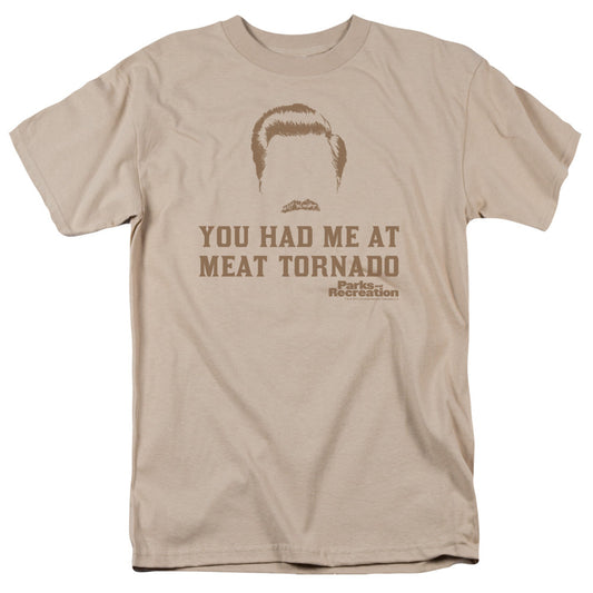 Parks And Rec Meat Tornado Mens T Shirt Sand Officially Licensed