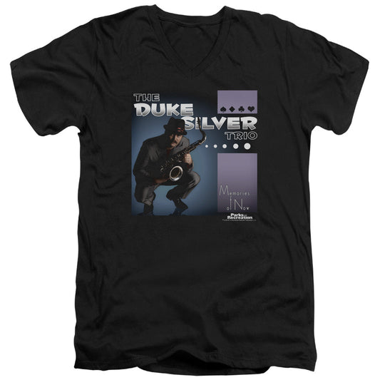 Parks And Rec Album Cover Mens Slim Fit V Neck T Shirt Black