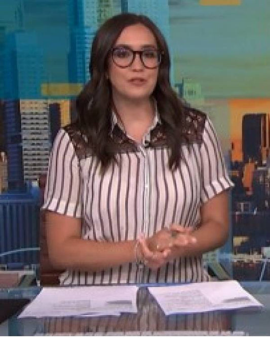 NBC News Daily Savannah Sellers Striped Shirt Dress