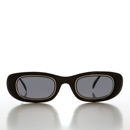 Metal Inlay Rectangular Vintage Sunglasses - Neville