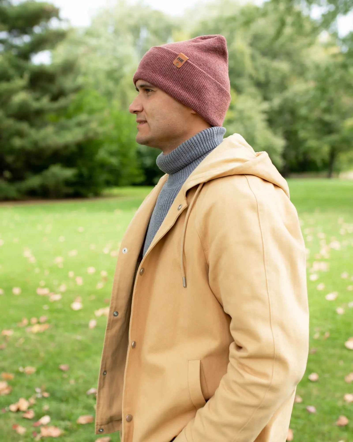 NEW HAAKWEAR H-Stitch Cuffed Beanie - Designed and Made in USA (Patented Design) - Rusty Burgundy