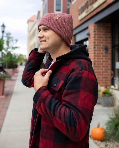 NEW HAAKWEAR H-Stitch Cuffed Beanie - Designed and Made in USA (Patented Design) - Rusty Burgundy