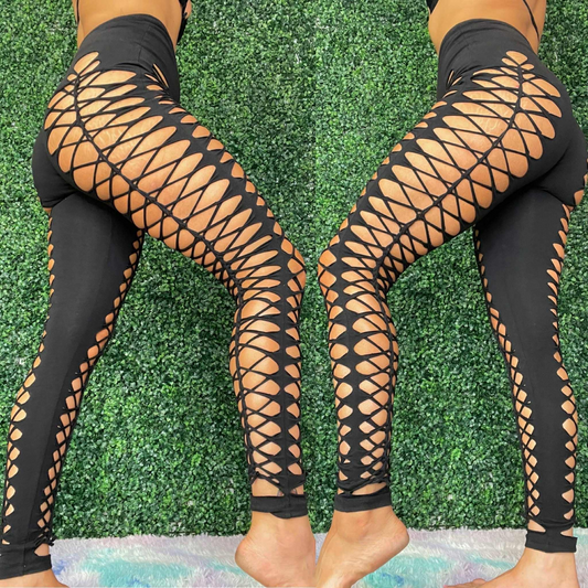 Black Weaved Leggings