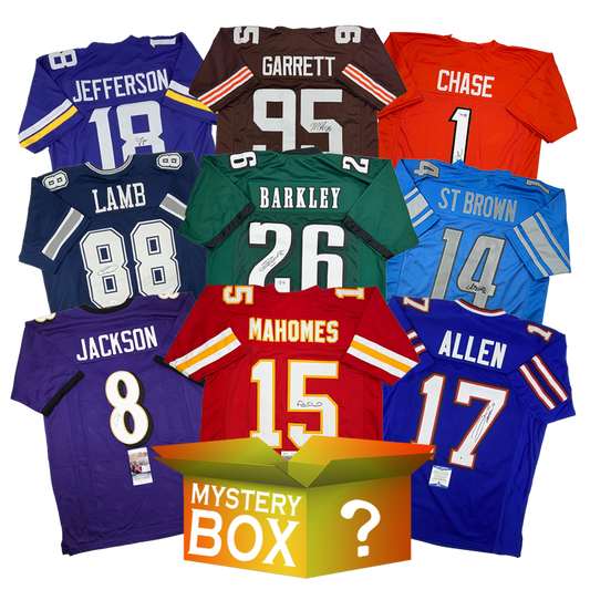 Active Stars Autographed/Signed Football Jersey Mystery Box with PSA JSA or Beckett COA