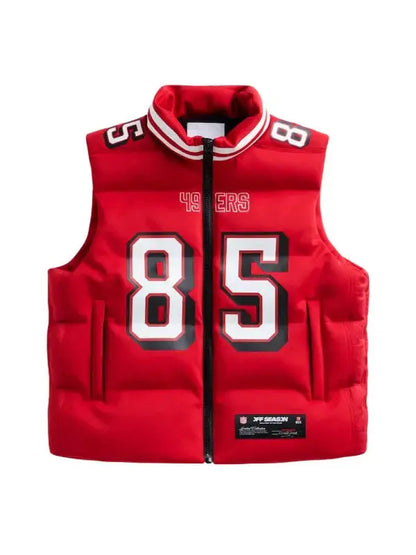 NFL Player George Kittle Scarlet Red Puffer Vest