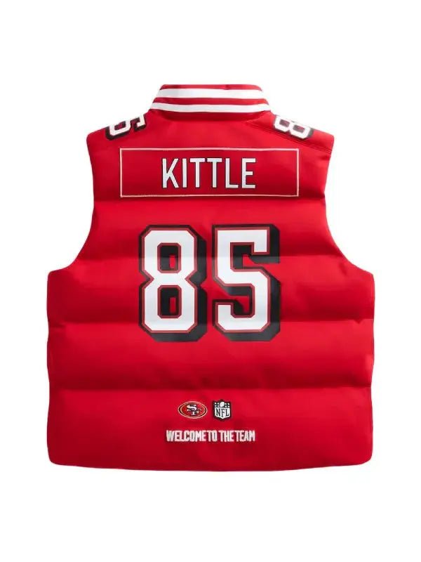 NFL Player George Kittle Scarlet Red Puffer Vest