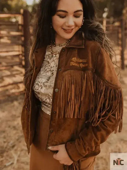 NFR 2024 Ladies Suede Leather Fringe Jacket