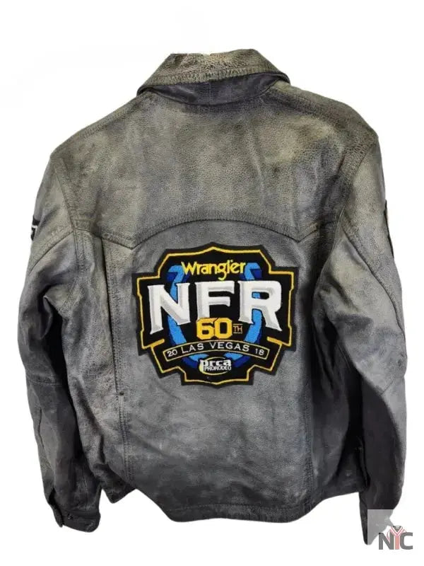 NFR Las Vegas 2018 Grey Distressed Leather Jacket