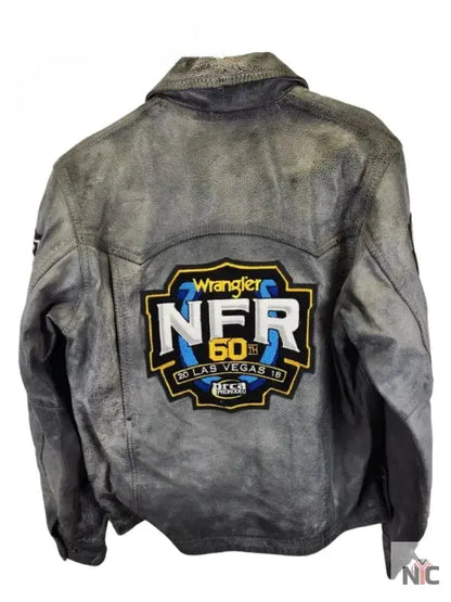 NFR Las Vegas 2018 Grey Distressed Leather Jacket