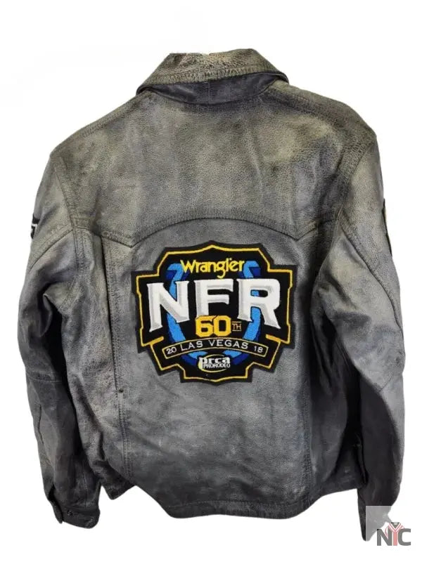 NFR Las Vegas 2018 Grey Distressed Leather Jacket