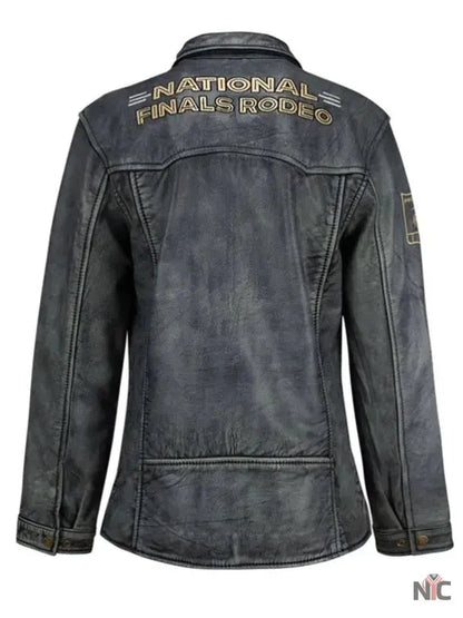 NFR Las Vegas 2024 Ladies Grey Leather Jacket