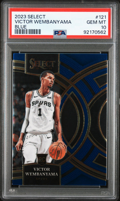 Graded 2023 Panini Select Victor Wembanyama #121 Blue Rookie RC Basketball Card PSA 10 Gem Mint