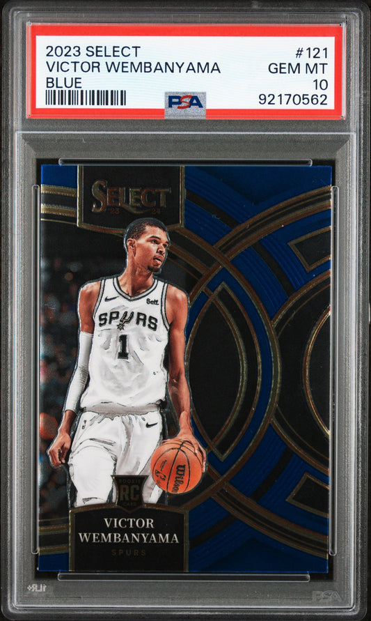 Graded 2023 Panini Select Victor Wembanyama #121 Blue Rookie RC Basketball Card PSA 10 Gem Mint