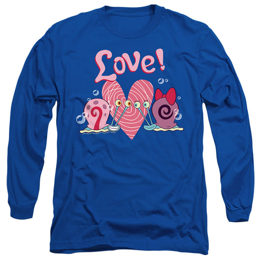 Spongebob Valentine'S Love With Gary And Snellie Mens Long Sleeve Shirt Royal Officially Licensed