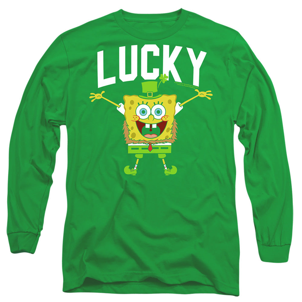 Spongebob Squarepants St. Patrick'S Day Lucky Bob Mens Long Sleeve Shirt Kelly Green Officially Licensed