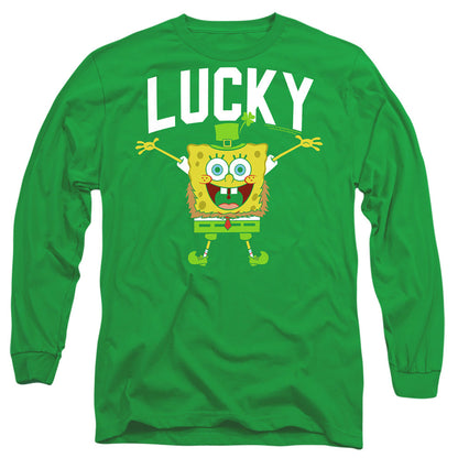 Spongebob Squarepants St. Patrick'S Day Lucky Bob Mens Long Sleeve Shirt Kelly Green Officially Licensed