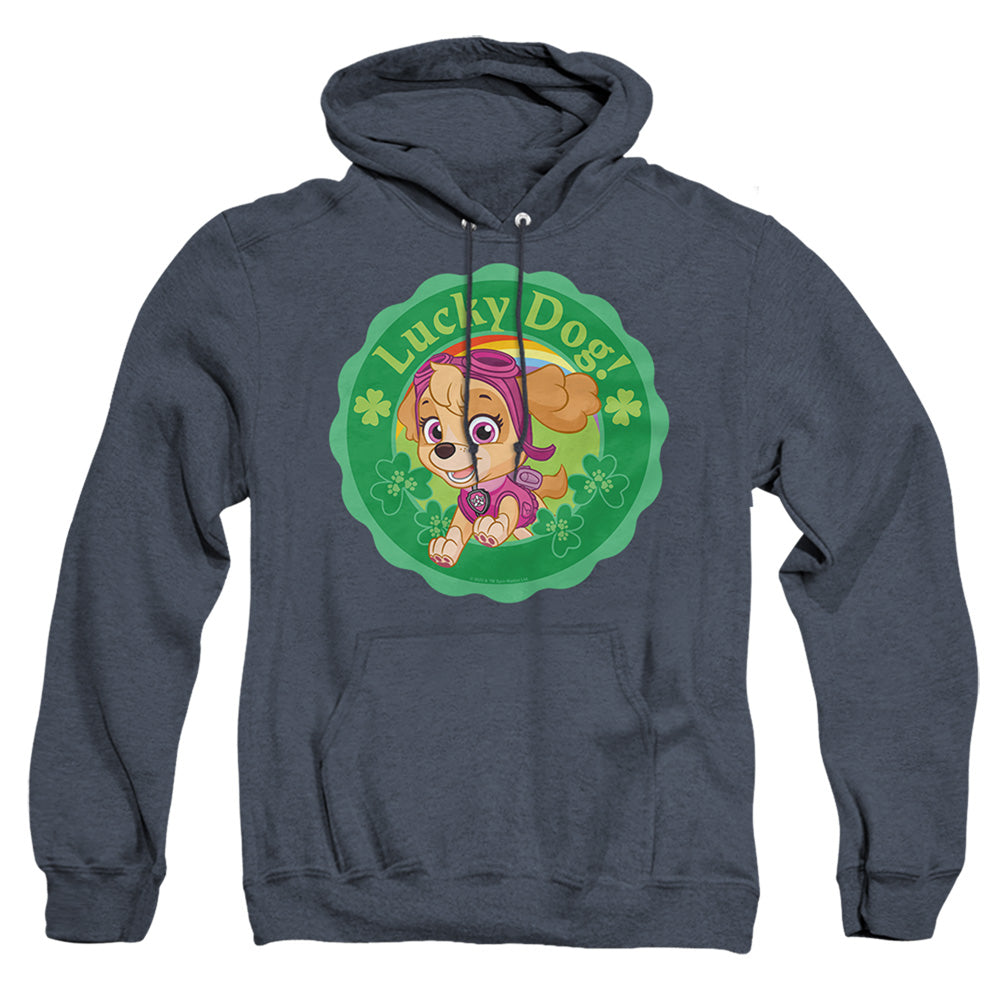 Paw Patrol St. Patrick'S Day Lucky Dog Mens Heather Hoodie Navy Officially Licensed