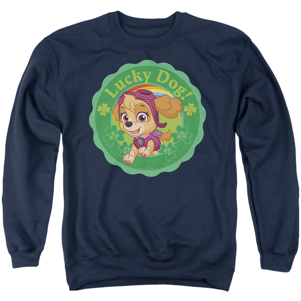 Paw Patrol St. Patrick'S Day Lucky Dog Mens Crewneck Sweatshirt Navy Officially Licensed