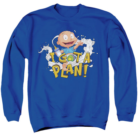 Rugrats Tommy Pickles Has A Plan Mens Crewneck Sweatshirt Royal Blue Officially Licensed