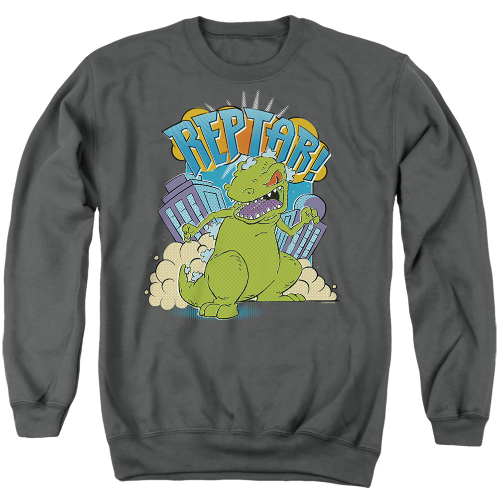 Rugrats Reptar Stomp Mens Crewneck Sweatshirt Charcoal Officially Licensed