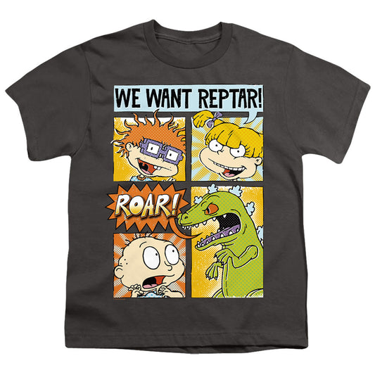 Rugrats We Want Reptar! Comic Kids Youth T Shirt Charcoal Officially Licensed