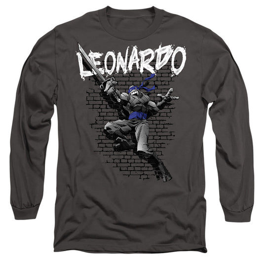 Tmnt Tmnt Leonardo Mens Long Sleeve Shirt Charcoal Officially Licensed
