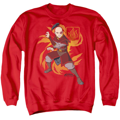 Avatar The Last Airbender Zuko Flame Burst Mens Crewneck Sweatshirt Red